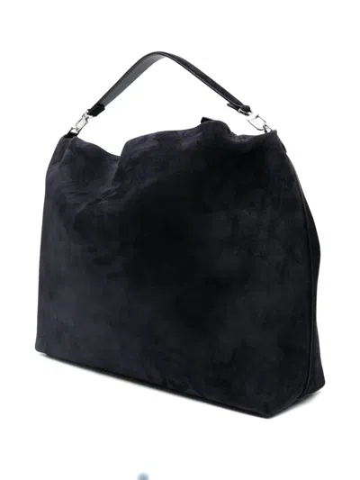 Totême Bevel Suede Shoulder Bag In Black