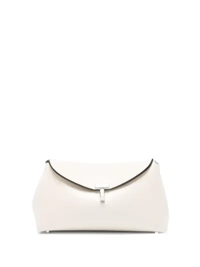 Totême T-lock Grained-leather Clutch Milk In White