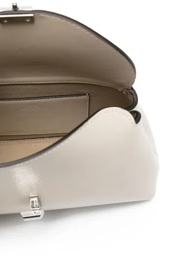 Totême T-lock Grained-leather Clutch Milk In White