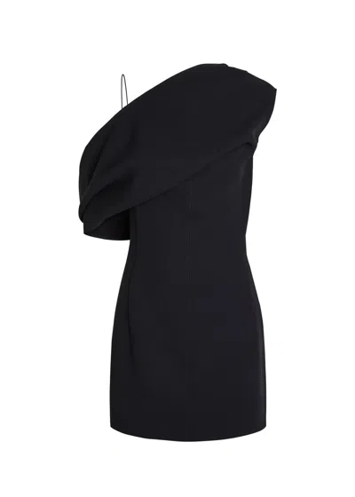 Jacquemus One Shoulder Mini Dress With Asymmetric Neckline In Black