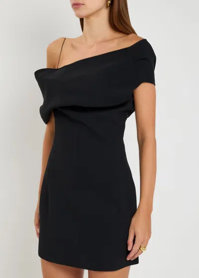 Jacquemus One Shoulder Mini Dress With Asymmetric Neckline In Black