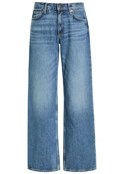 Rag & Bone Logan Mid Rise Wide Leg Jeans In Blue