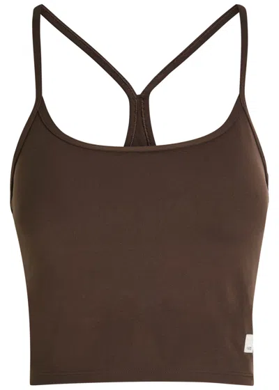 Vuori Womens Java All The Feels Stretch-jersey Cropped Top Xl In Brown