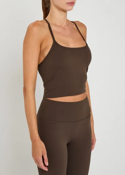 Vuori Womens Java All The Feels Stretch-jersey Cropped Top Xl In Brown