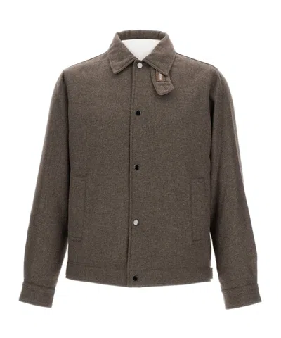 Woolrich Adjustable Waist Overshirt Pockets In Brown