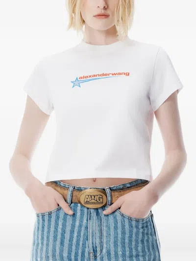 Alexander Wang Crystal Hotfix Star Jersey T-shirt In White