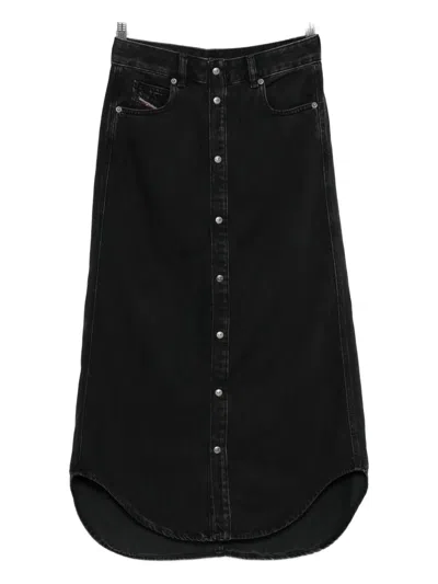Diesel Button-front Denim Skirt In Black
