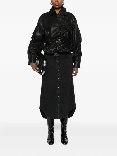 Diesel Button-front Denim Skirt In Black