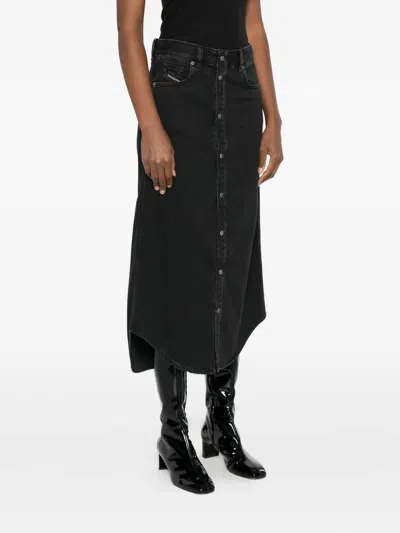 Diesel Button-front Denim Skirt In Black