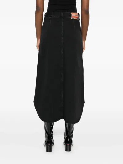 Diesel Button-front Denim Skirt In Black