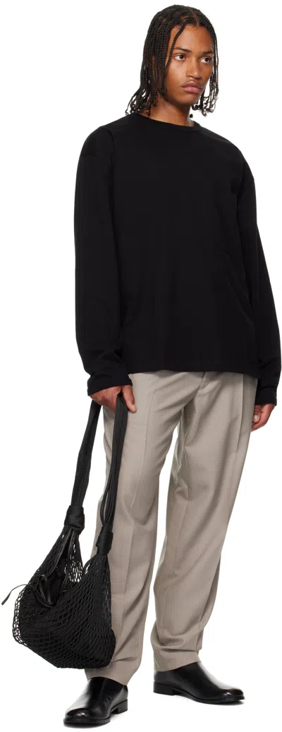 Lemaire Relaxed Fit Long-sleeved Top With Crew Neckline In Black