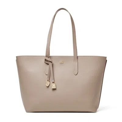 Aspinal Of London Zipped East West Tote With Charm In Neutral