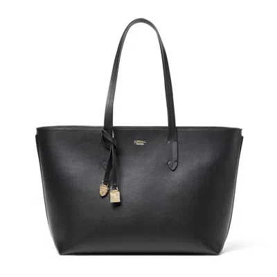Aspinal Of London Zipped East West Tote With Charm In Black
