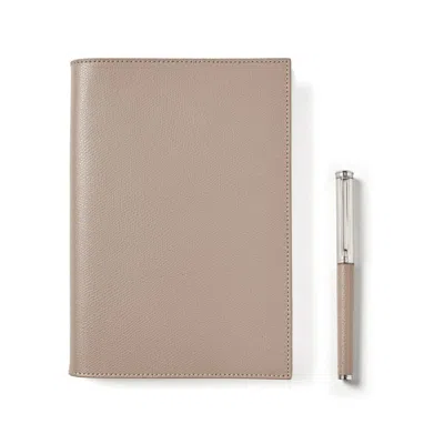 Aspinal Of London A5 Refillable Journal & Pen Set In Neutral
