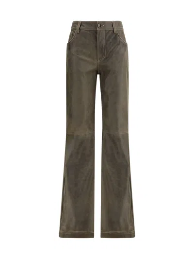 Etro Leather Pants In Green