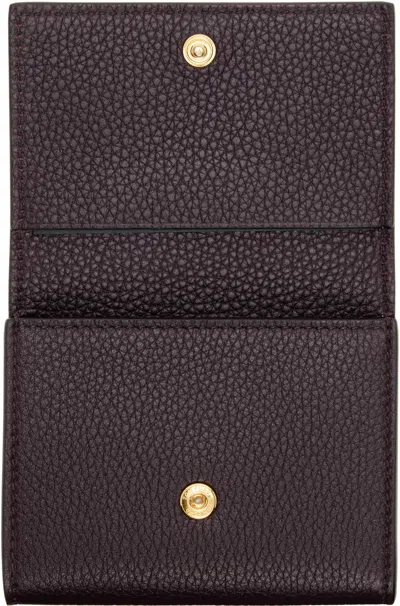 Tom Ford Burgundy Soft Grain Leather Slim Card Holder In Brown