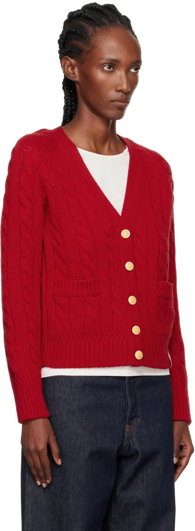 Bally Cable-knit Patch-pocket Cardigan In White