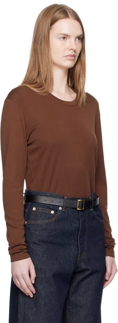 Lemaire Long Sleeve Round Neck Top Design In Brown