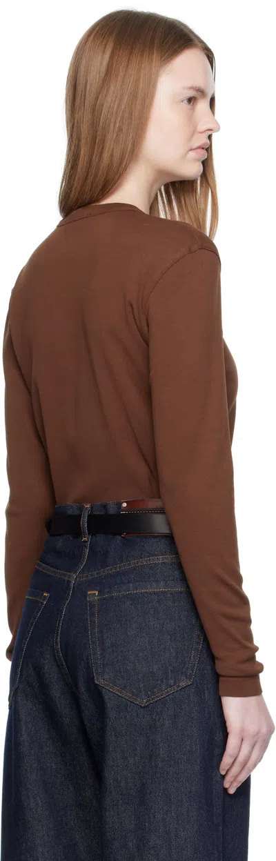 Lemaire Long Sleeve Round Neck Top Design In Brown