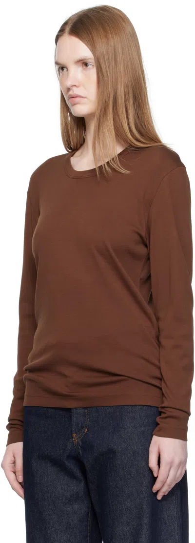Lemaire Long Sleeve Round Neck Top Design In Brown
