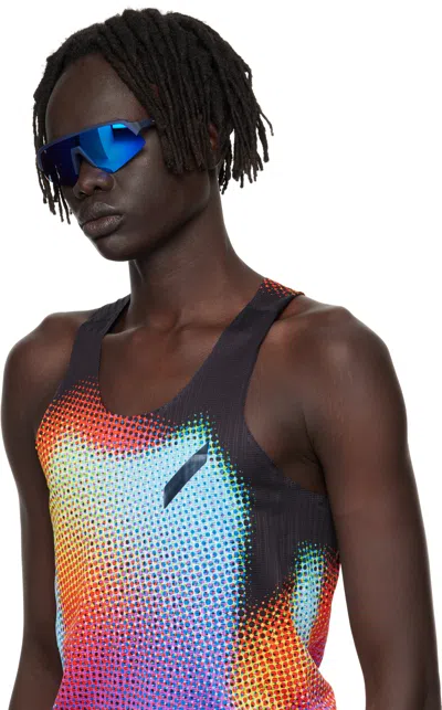 District Vision Navy Choji Turbo Blade Sunglasses In Blue