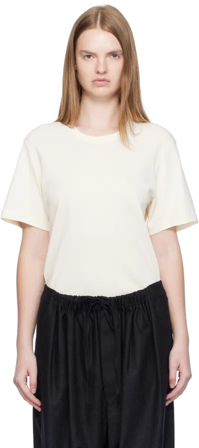 Lemaire Rib Minimalist Classic Crew Neck Cotton T-shirt In Neutral