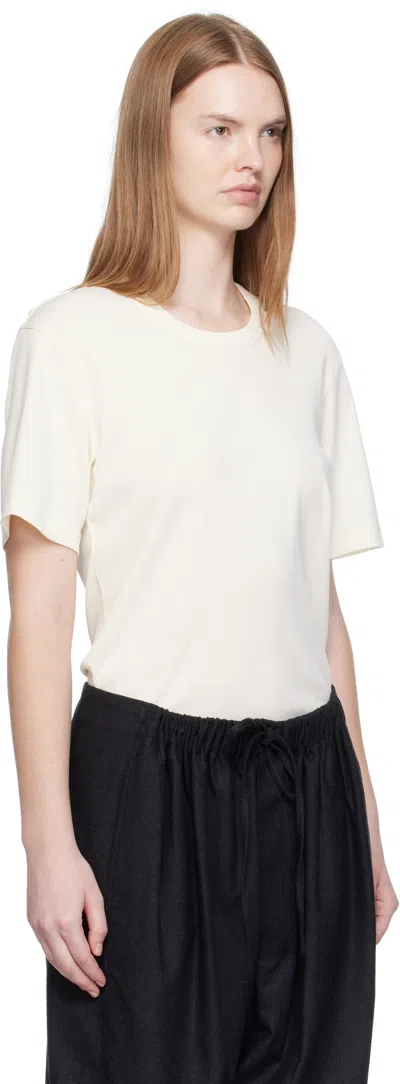 Lemaire Rib Minimalist Classic Crew Neck Cotton T-shirt In Neutral