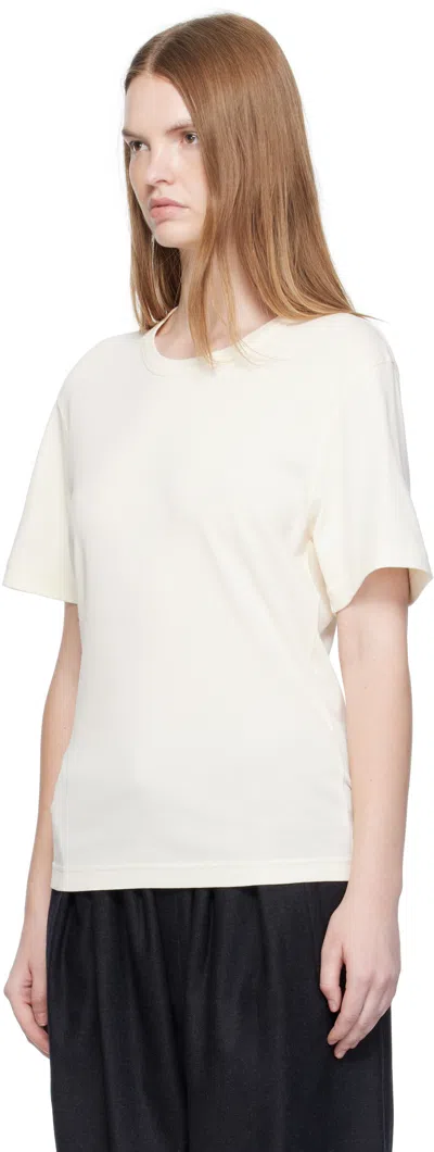 Lemaire Rib Minimalist Classic Crew Neck Cotton T-shirt In Neutral