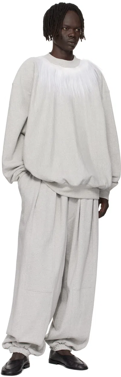 Hed Mayner Gray Embroidered Sweatpants In White