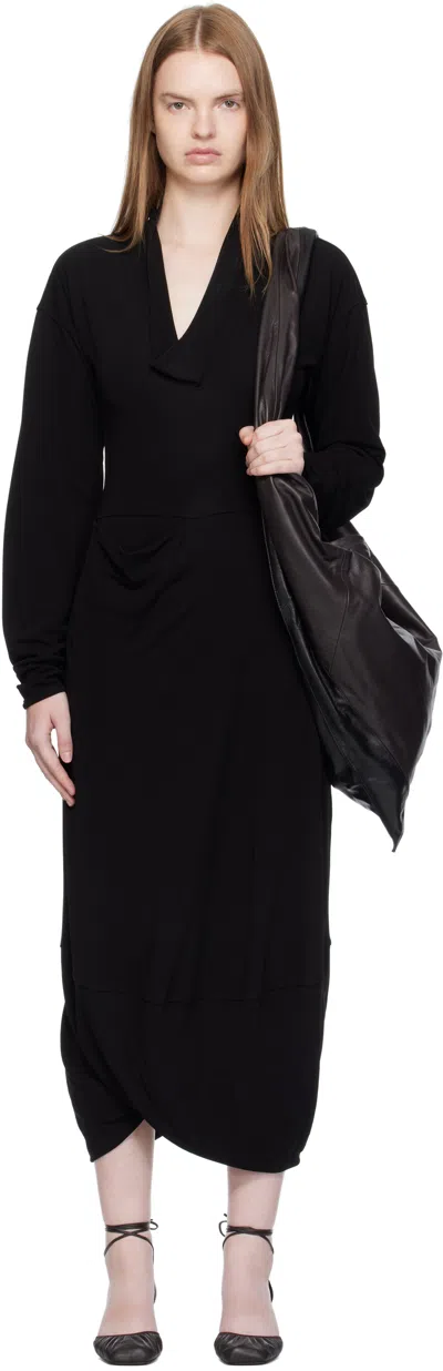 Lemaire Draped Crepe Jersey Maxi Dress In Black