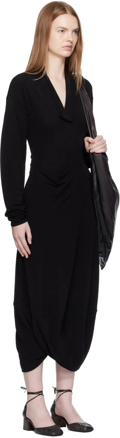 Lemaire Draped Crepe Jersey Maxi Dress In Black