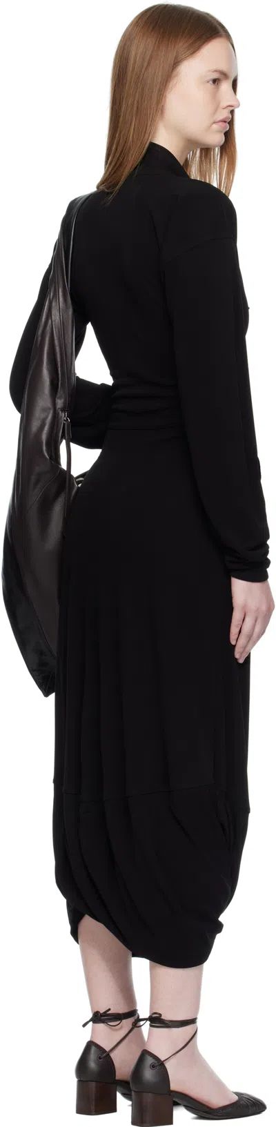 Lemaire Draped Crepe Jersey Maxi Dress In Black