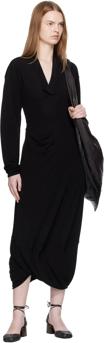 Lemaire Draped Crepe Jersey Maxi Dress In Black