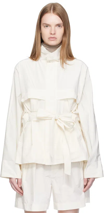 Issey Miyake Off-white Crumpled U Blouson Jacket In White