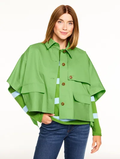 Talbots Plus Size Short Trench Cape - Green Fern - 2x