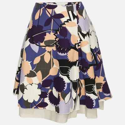 Pre-owned Diane Von Furstenberg Multicolor Printed Canvas Adella Midi Skirt M