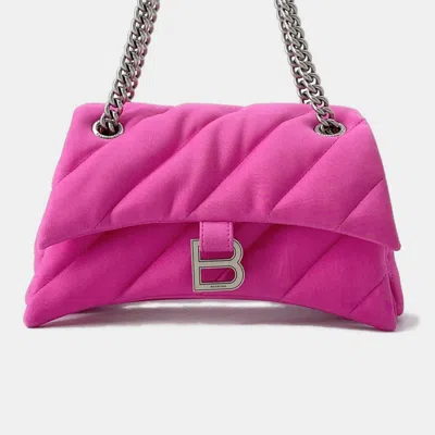 Pre-owned Balenciaga Crush Quilted Pink Nylon 2-way Shoulder Handbag S