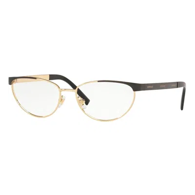 Versace Eyeglasses Cat Eye Full Rim, Gold Frame And Clear Demo Lenses Lens Ve12601456 In Transparent