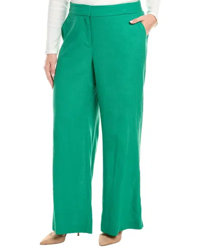 Tahari Asl Plus Size Linen-blend Wide-leg Pants In Green