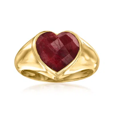 Ross-simons Ruby Heart Ring In 18kt Gold Over Sterling In Gold