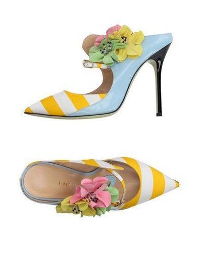 Shop Giannico Mules In Yellow
