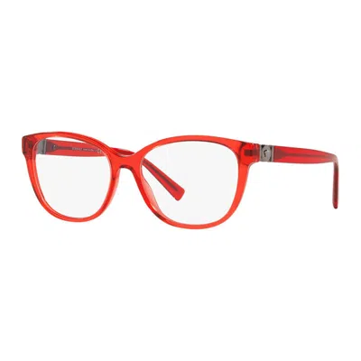 Versace Eyeglasses Cat Eye Full Rim, Transparent Red Frame And Clear Demo Lenses Lens Ve32735307 In Red