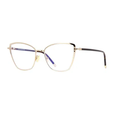 Tom Ford Eyeglasses Square Full Rim, Shiny Rose Gold Frame And Clear Demo Lenses Lens Ft5740-b028 In Gold