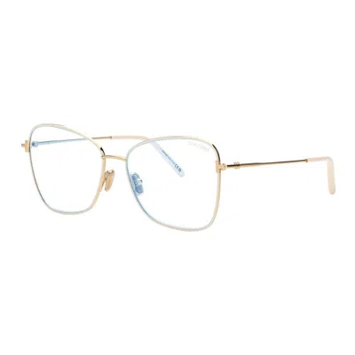 Tom Ford Eyeglasses Butterfly Full Rim, Ivory/gold Frame And Clear Demo Lens Lens Ft5906-b025 In Transparent