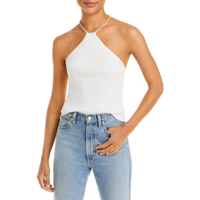 Line & Dot Elizabeth Womens Halter Open Back Tank Top In White