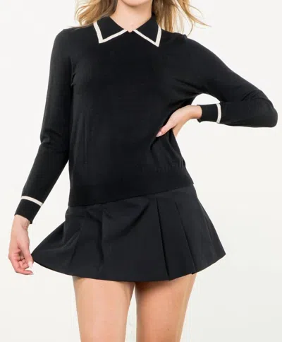 Thml Merritt Collared Sweater In Black & Stone In Multi