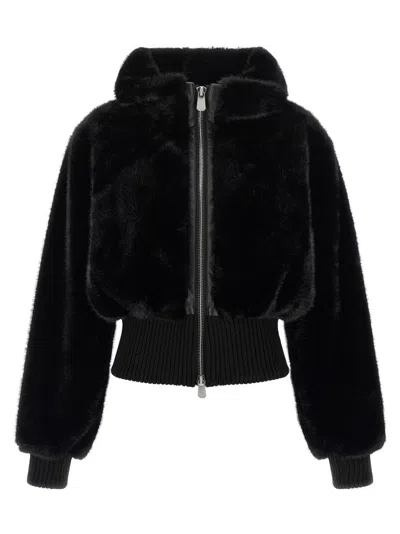 Pinko Ribbed Zip-front Jacket In Black