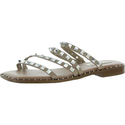 Steve Madden Skyler Womens Studded Manmade Flat Sandals In Animal Print
