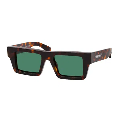 Off-white Sunglasses Square Full Rim, Havana Frame And Dark Green Lens Nassau6055 In Brown