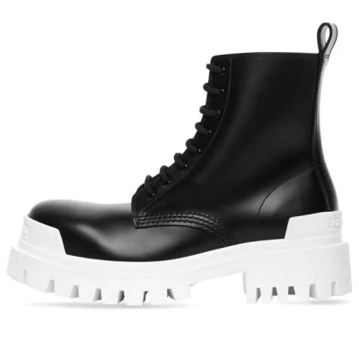 Balenciaga Strike Lace-up Boot 'black White' In Transparent